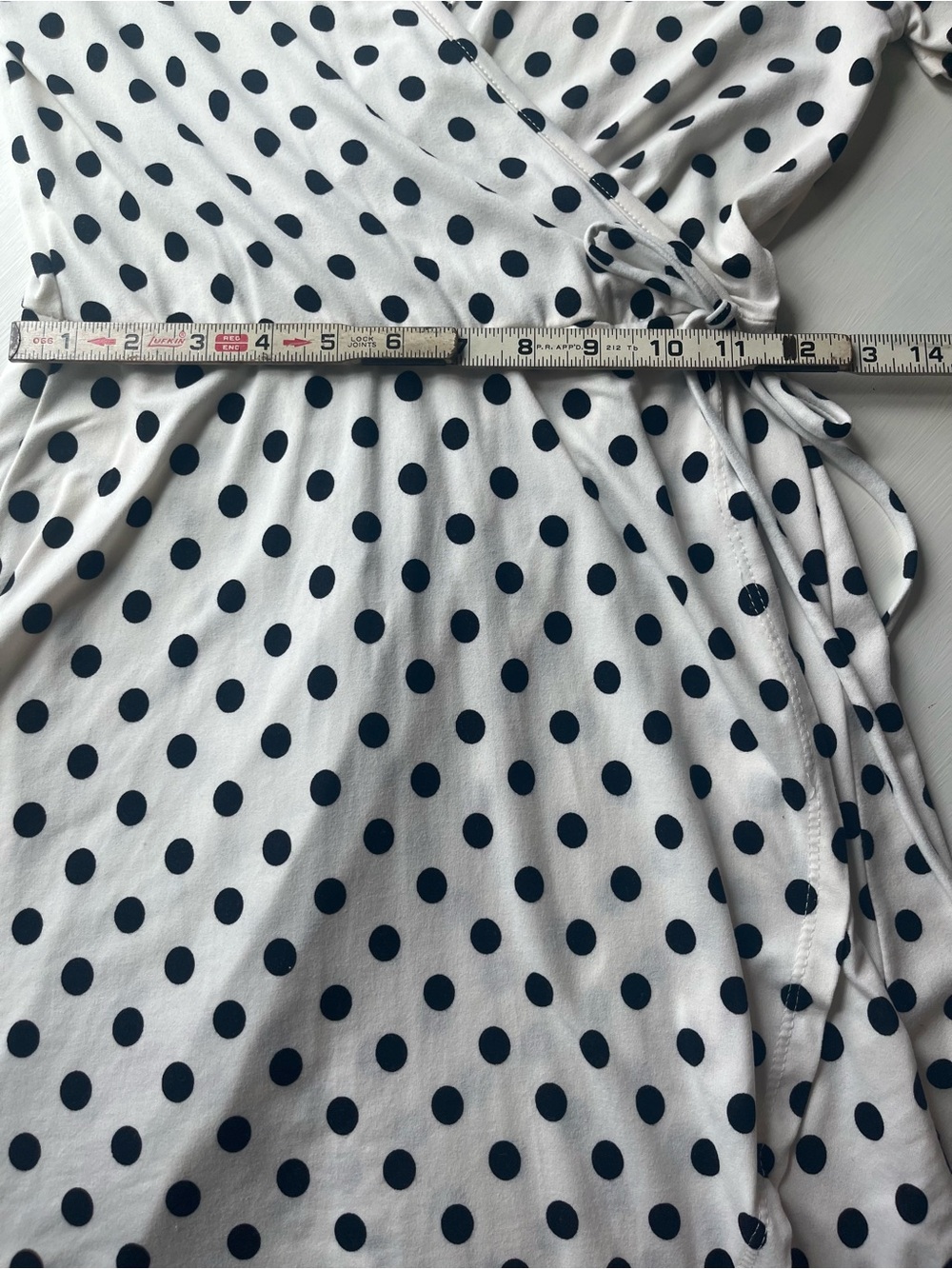 Polka Dot Wrap Dress - White with Black Dots Size Small - Picture 7 of 10